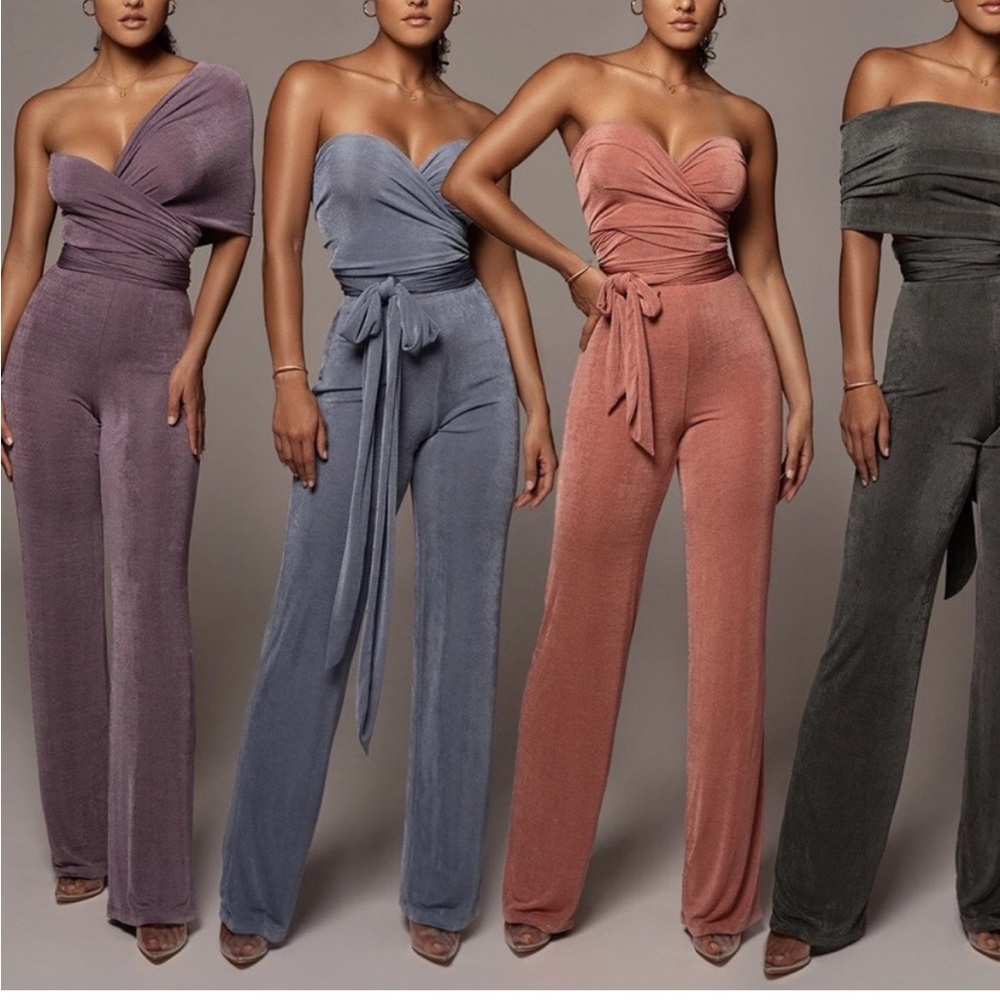 JLUXLABEL Draped Womens Jumpsuit - Blue